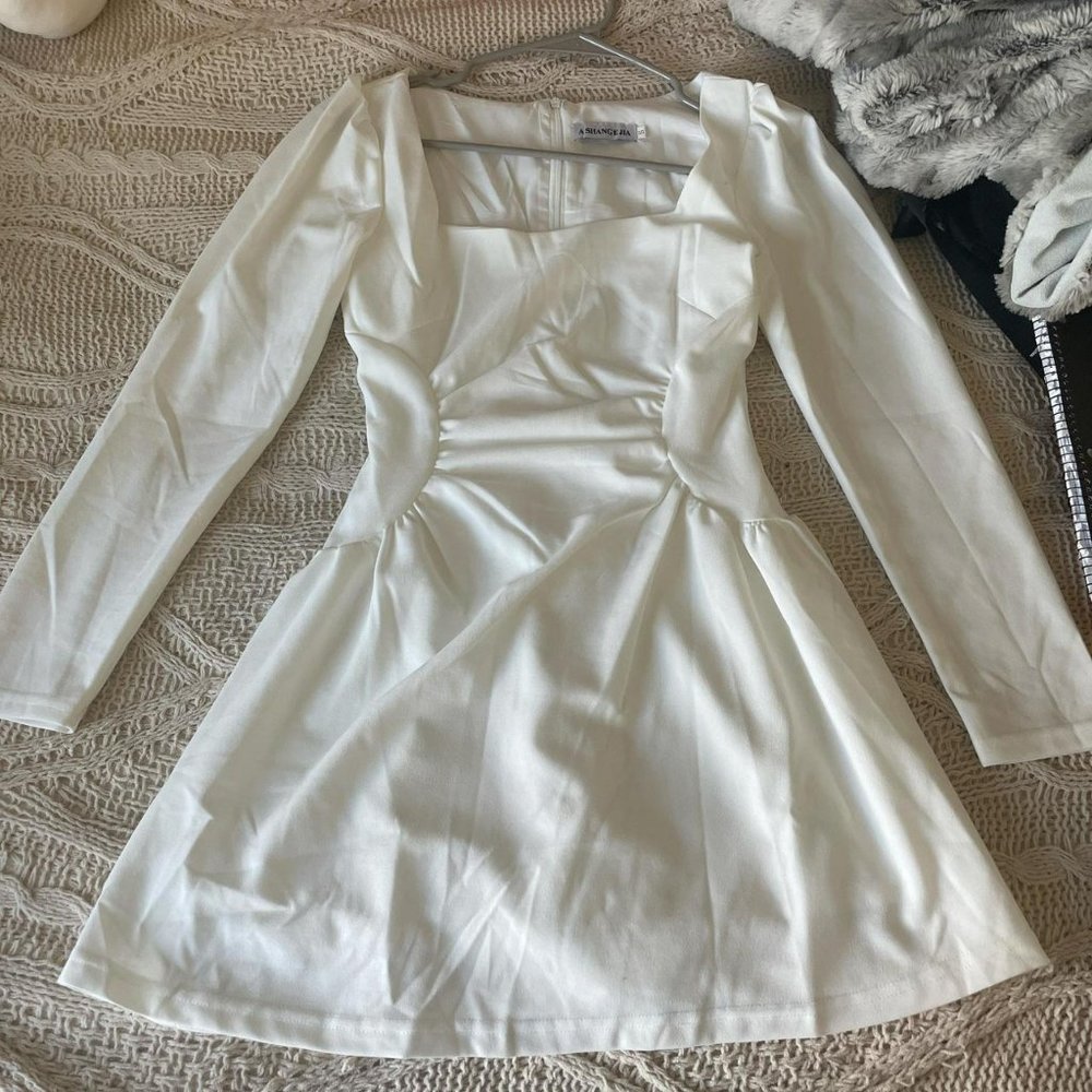 yesstyle white mini flared dress